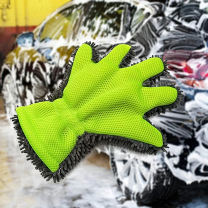 Guanti a Dita Intere per Lavaggio Auto e Moto | Spazzola in Microfibra per Pulizia e Asciugatura Veicoli